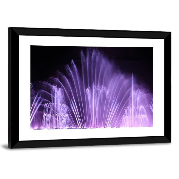 Purple Dancing Fountains Canvas Wall Art-3 Horizontal-Gallery Wrap-25" x 16"-Tiaracle