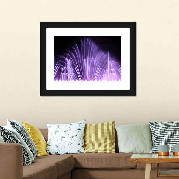 Purple Dancing Fountains Canvas Wall Art-1 Piece-Framed Print-20" x 16"-Tiaracle