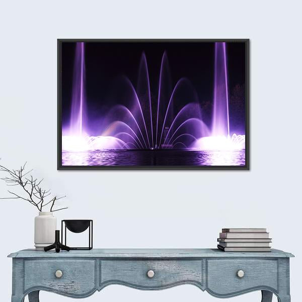 Purple Fountains In Vinnitsa Canvas Wall Art-1 Piece-Floating Frame-24" x 16"-Tiaracle