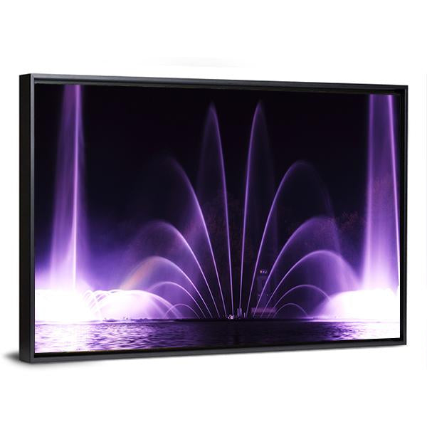 Purple Fountains In Vinnitsa Canvas Wall Art-3 Horizontal-Gallery Wrap-25" x 16"-Tiaracle