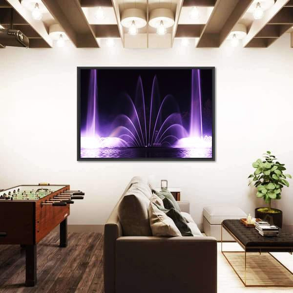 Purple Fountains In Vinnitsa Canvas Wall Art-3 Horizontal-Gallery Wrap-25" x 16"-Tiaracle