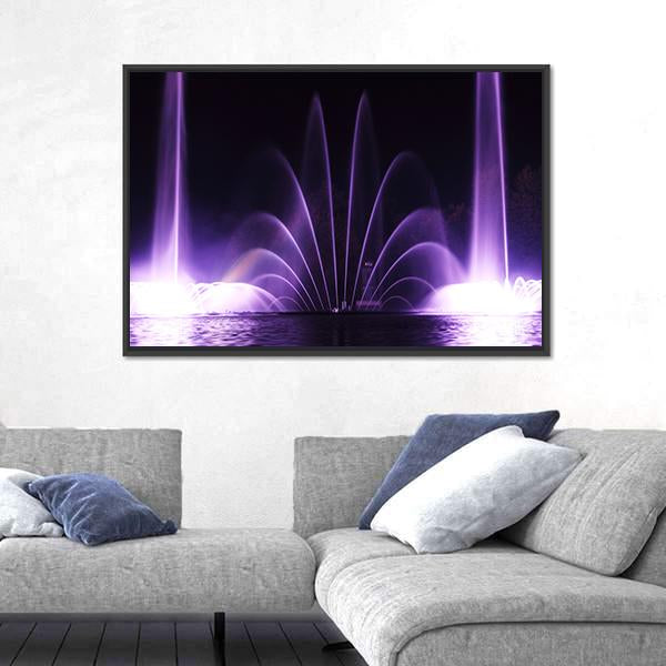 Purple Fountains In Vinnitsa Canvas Wall Art-3 Horizontal-Gallery Wrap-25" x 16"-Tiaracle