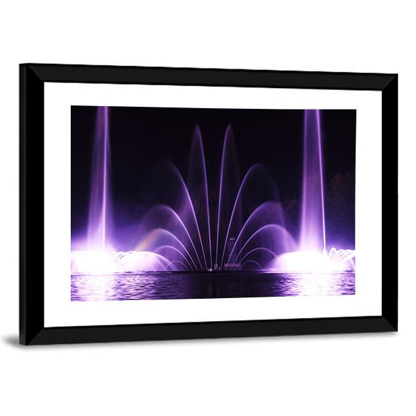 Purple Fountains In Vinnitsa Canvas Wall Art-3 Horizontal-Gallery Wrap-25" x 16"-Tiaracle