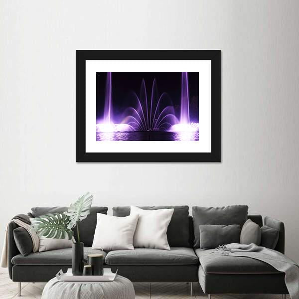 Purple Fountains In Vinnitsa Canvas Wall Art-3 Horizontal-Gallery Wrap-25" x 16"-Tiaracle