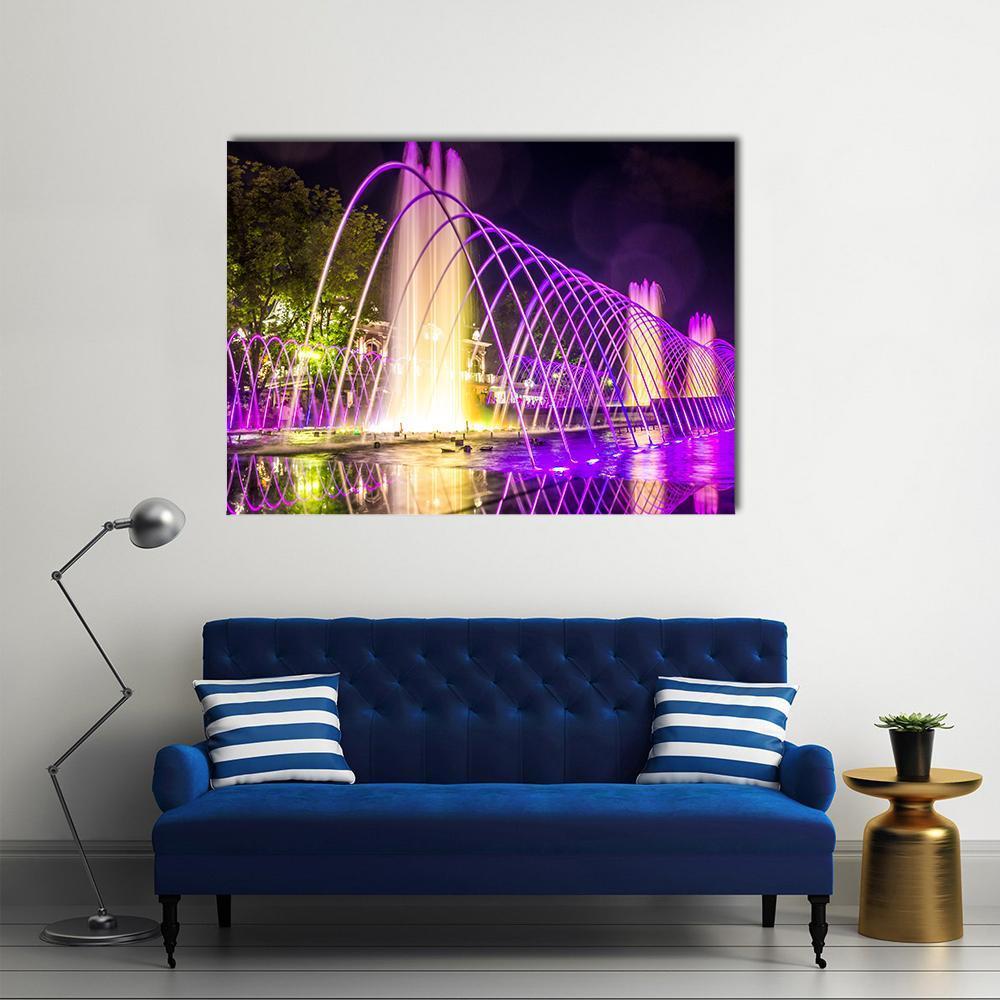 Purple Fountains Canvas Wall Art-1 Piece-Gallery Wrap-48" x 32"-Tiaracle