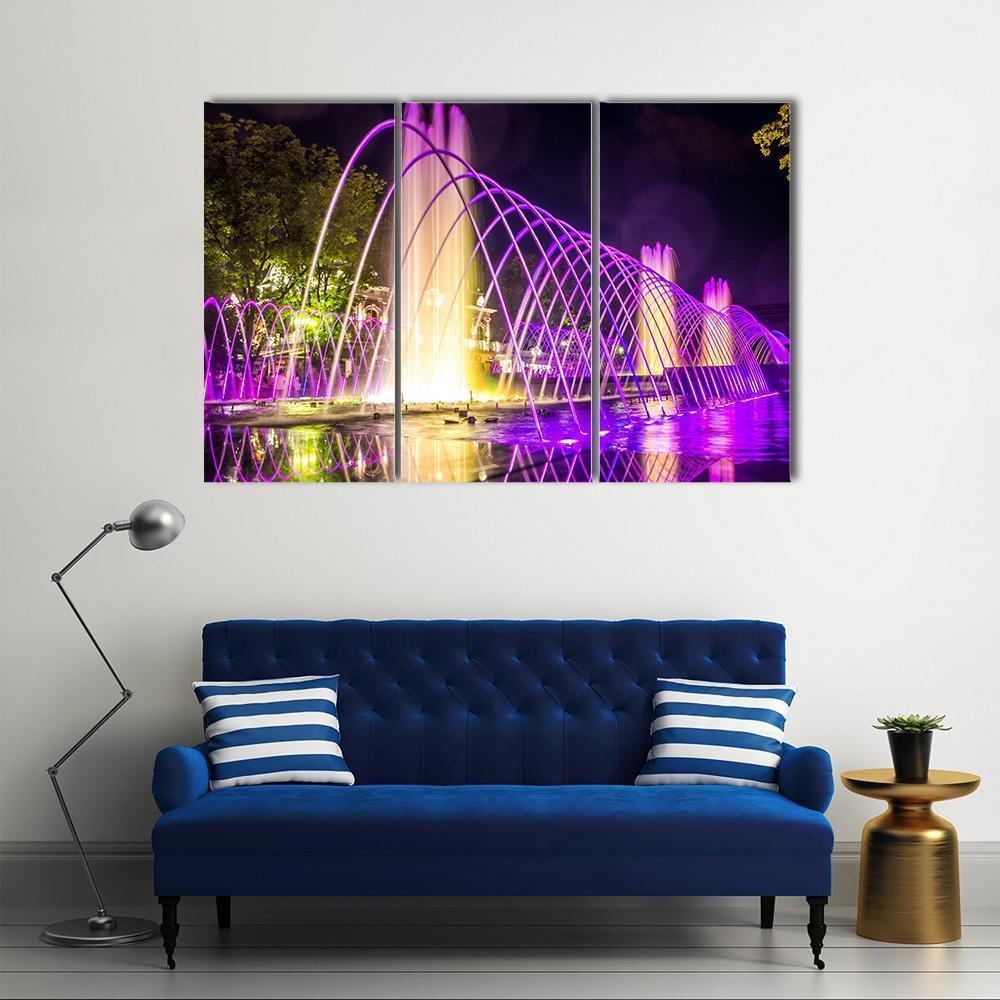 Purple Fountains Canvas Wall Art-3 Horizontal-Gallery Wrap-37" x 24"-Tiaracle