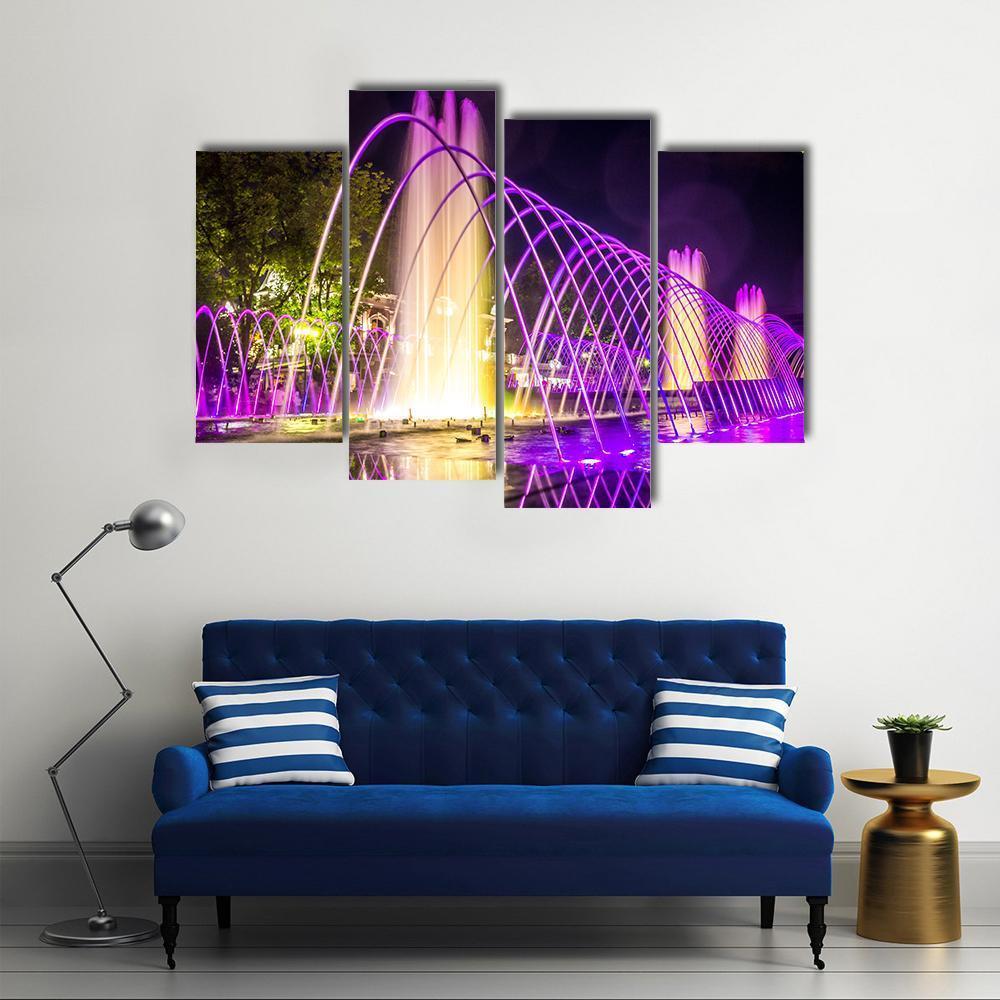 Purple Fountains Canvas Wall Art-4 Pop-Gallery Wrap-50" x 32"-Tiaracle