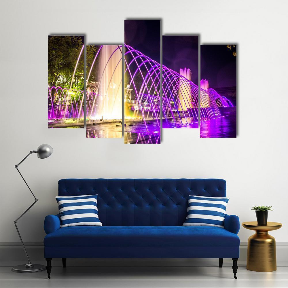 Purple Fountains Canvas Wall Art-5 Pop-Gallery Wrap-47" x 32"-Tiaracle