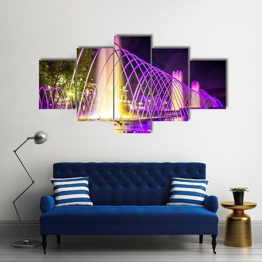 Purple Fountains Canvas Wall Art-5 Star-Gallery Wrap-62" x 32"-Tiaracle