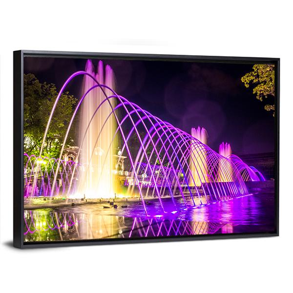 Purple Fountains Canvas Wall Art-3 Horizontal-Gallery Wrap-25" x 16"-Tiaracle