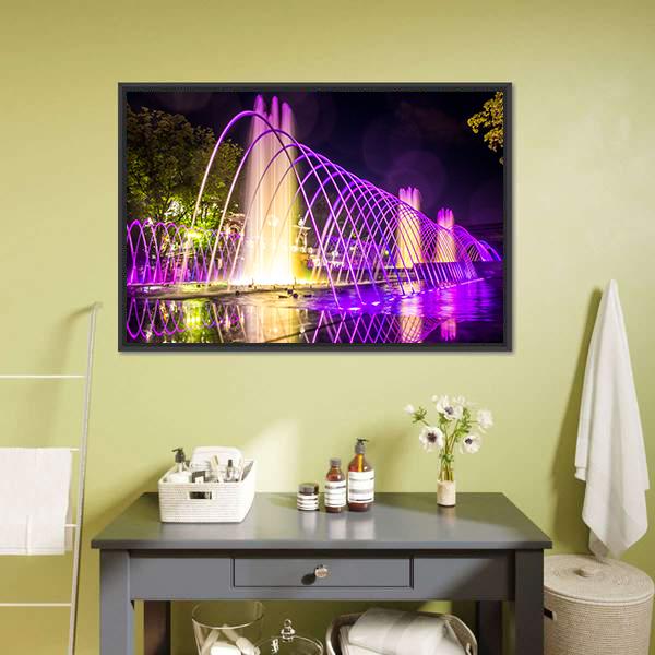 Purple Fountains Canvas Wall Art-3 Horizontal-Gallery Wrap-25" x 16"-Tiaracle