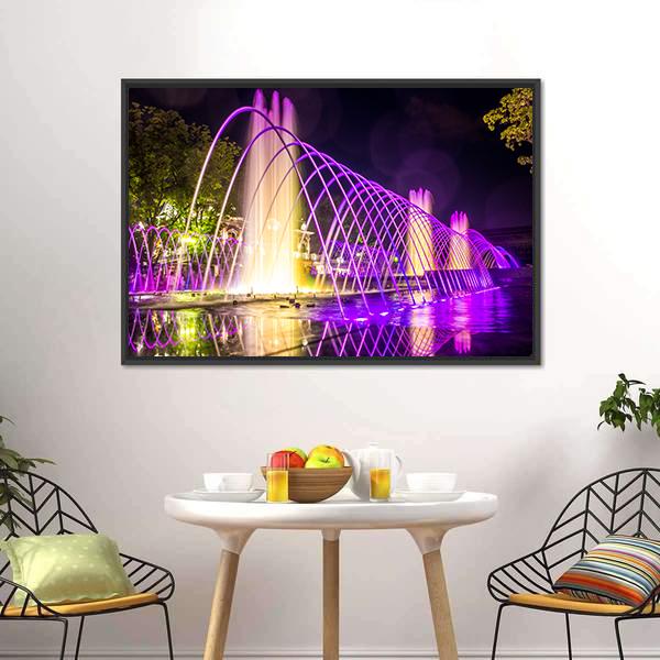 Purple Fountains Canvas Wall Art-1 Piece-Floating Frame-24" x 16"-Tiaracle