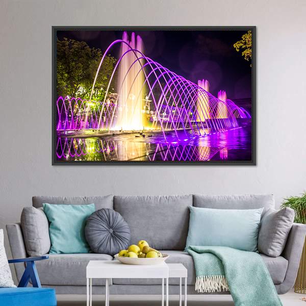 Purple Fountains Canvas Wall Art-3 Horizontal-Gallery Wrap-25" x 16"-Tiaracle