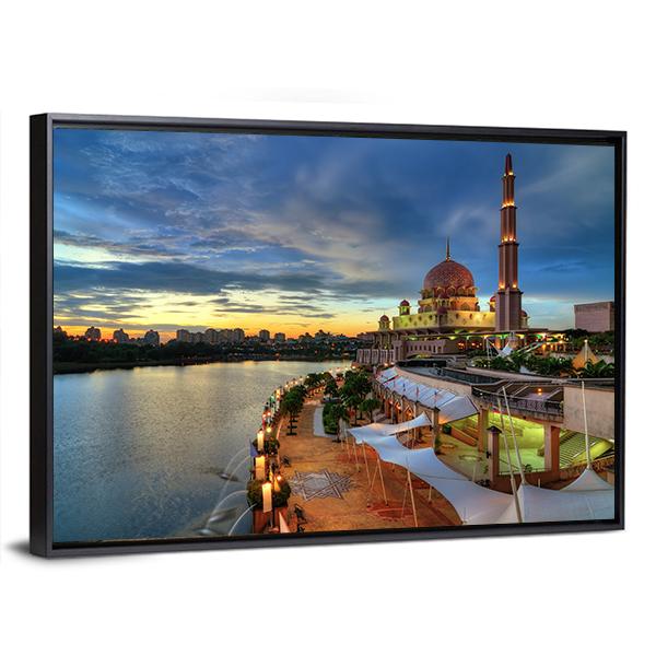 Putra Mosque In Putrajaya Canvas Wall Art-3 Horizontal-Gallery Wrap-25" x 16"-Tiaracle