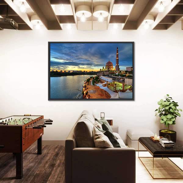 Putra Mosque In Putrajaya Canvas Wall Art-3 Horizontal-Gallery Wrap-25" x 16"-Tiaracle