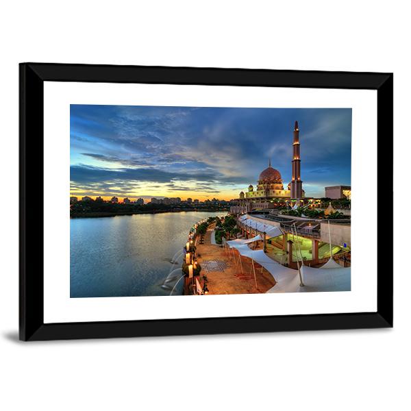 Putra Mosque In Putrajaya Canvas Wall Art-3 Horizontal-Gallery Wrap-25" x 16"-Tiaracle