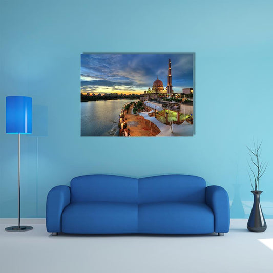 Putra Mosque In Putrajaya Canvas Wall Art-1 Piece-Gallery Wrap-48" x 32"-Tiaracle