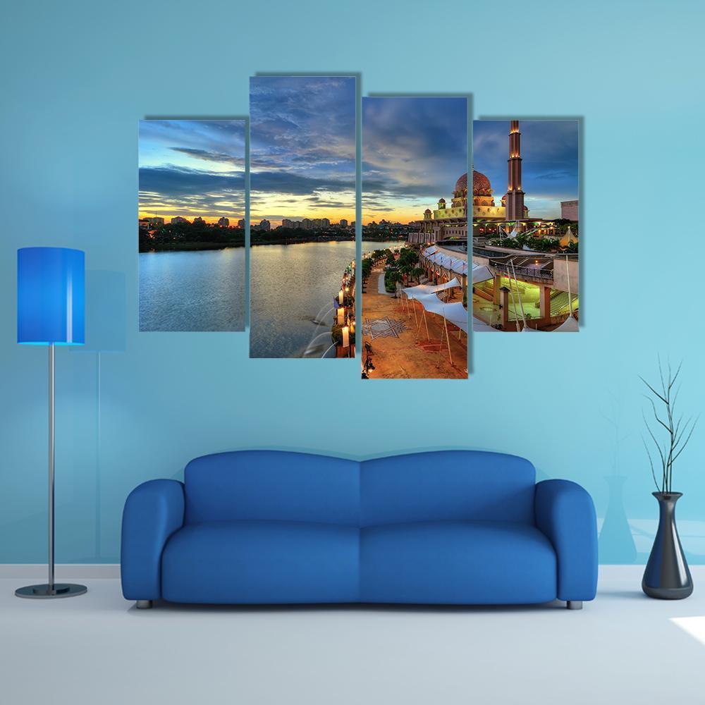 Putra Mosque In Putrajaya Canvas Wall Art-4 Pop-Gallery Wrap-50" x 32"-Tiaracle