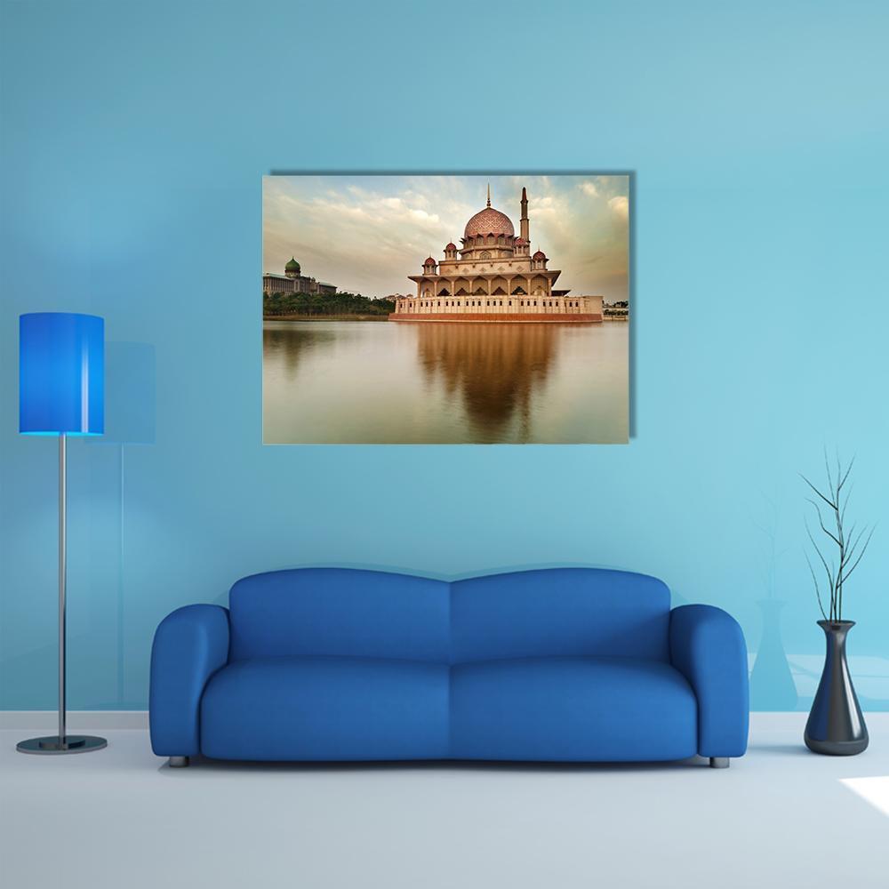 Putra Mosque Is The Principal Mosque Of Putrajaya Canvas Wall Art-1 Piece-Gallery Wrap-48" x 32"-Tiaracle