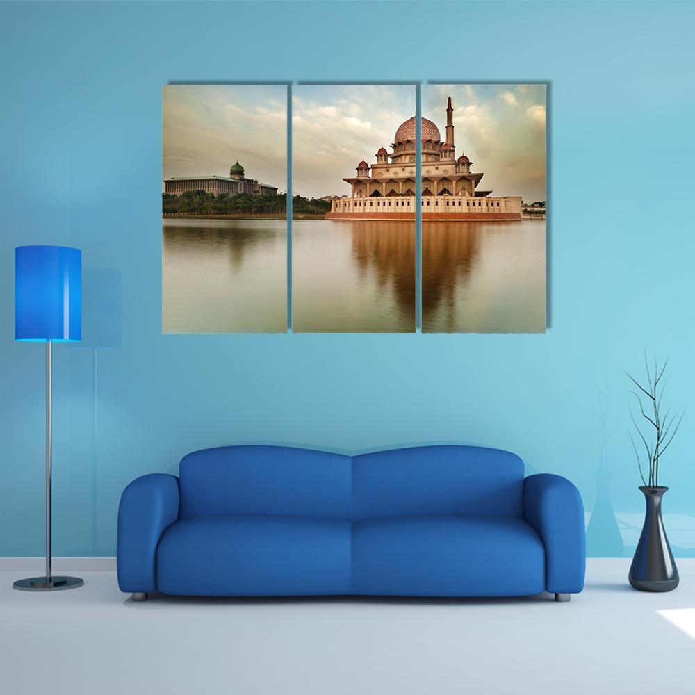 Putra Mosque Is The Principal Mosque Of Putrajaya Canvas Wall Art-3 Horizontal-Gallery Wrap-37" x 24"-Tiaracle