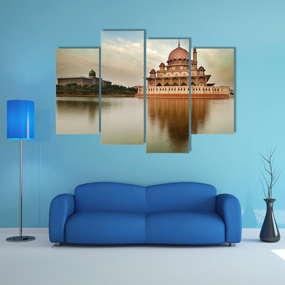 Putra Mosque Is The Principal Mosque Of Putrajaya Canvas Wall Art-4 Pop-Gallery Wrap-50" x 32"-Tiaracle