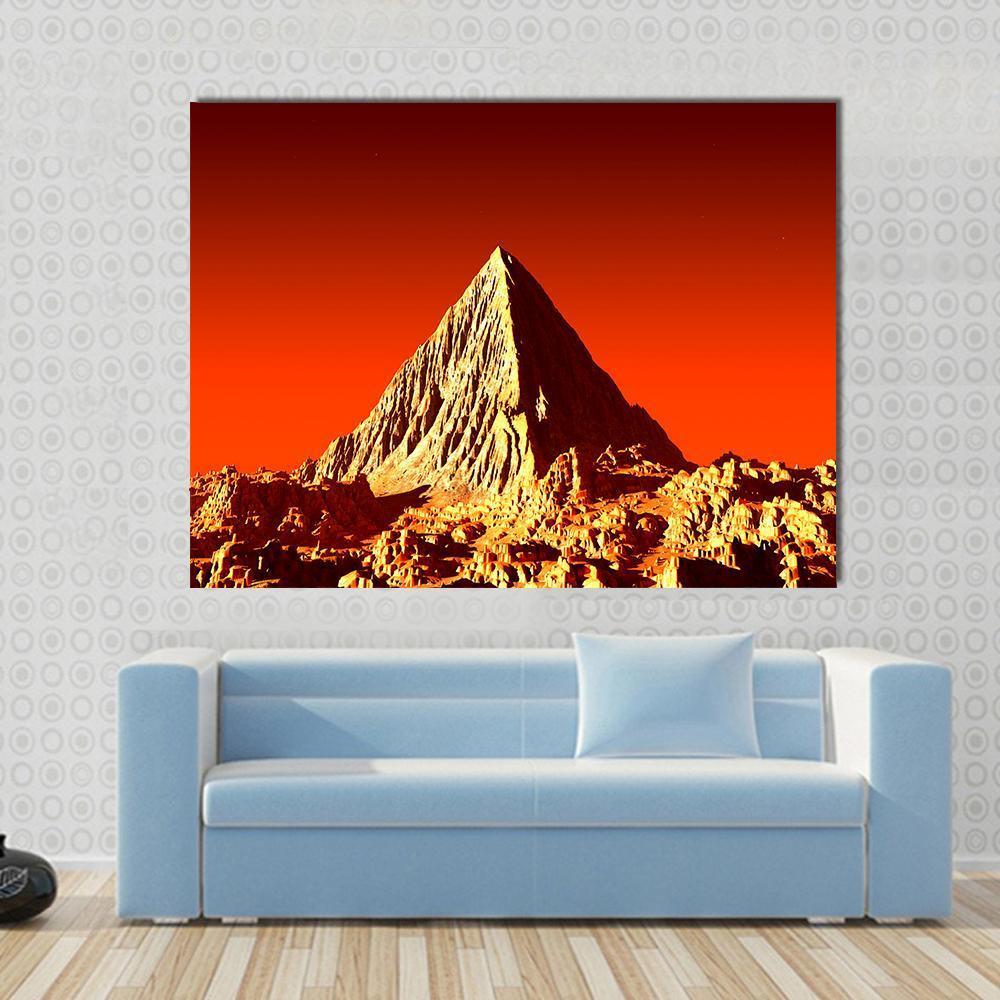 Pyramid On Mars Canvas Wall Art-1 Piece-Gallery Wrap-48" x 32"-Tiaracle