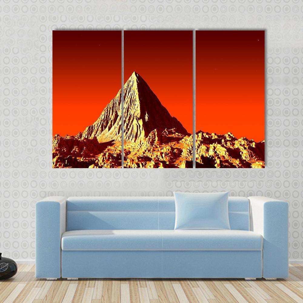 Pyramid On Mars Canvas Wall Art-3 Horizontal-Gallery Wrap-37" x 24"-Tiaracle