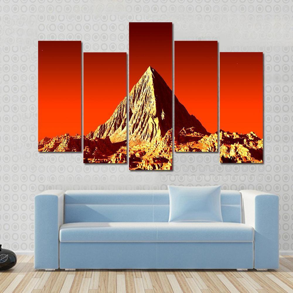 Pyramid On Mars Canvas Wall Art-5 Pop-Gallery Wrap-47" x 32"-Tiaracle