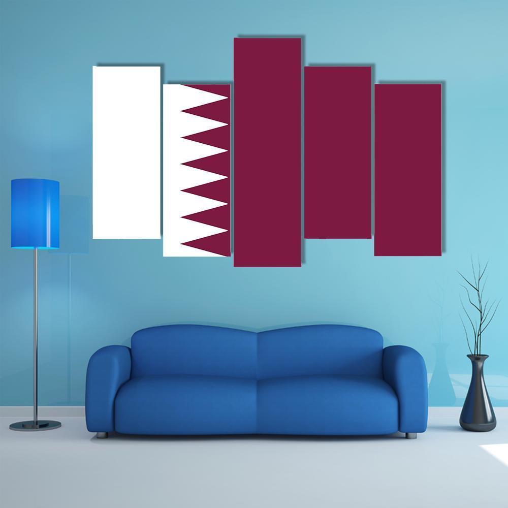 Qatar Flag Canvas Wall Art-5 Pop-Gallery Wrap-47" x 32"-Tiaracle