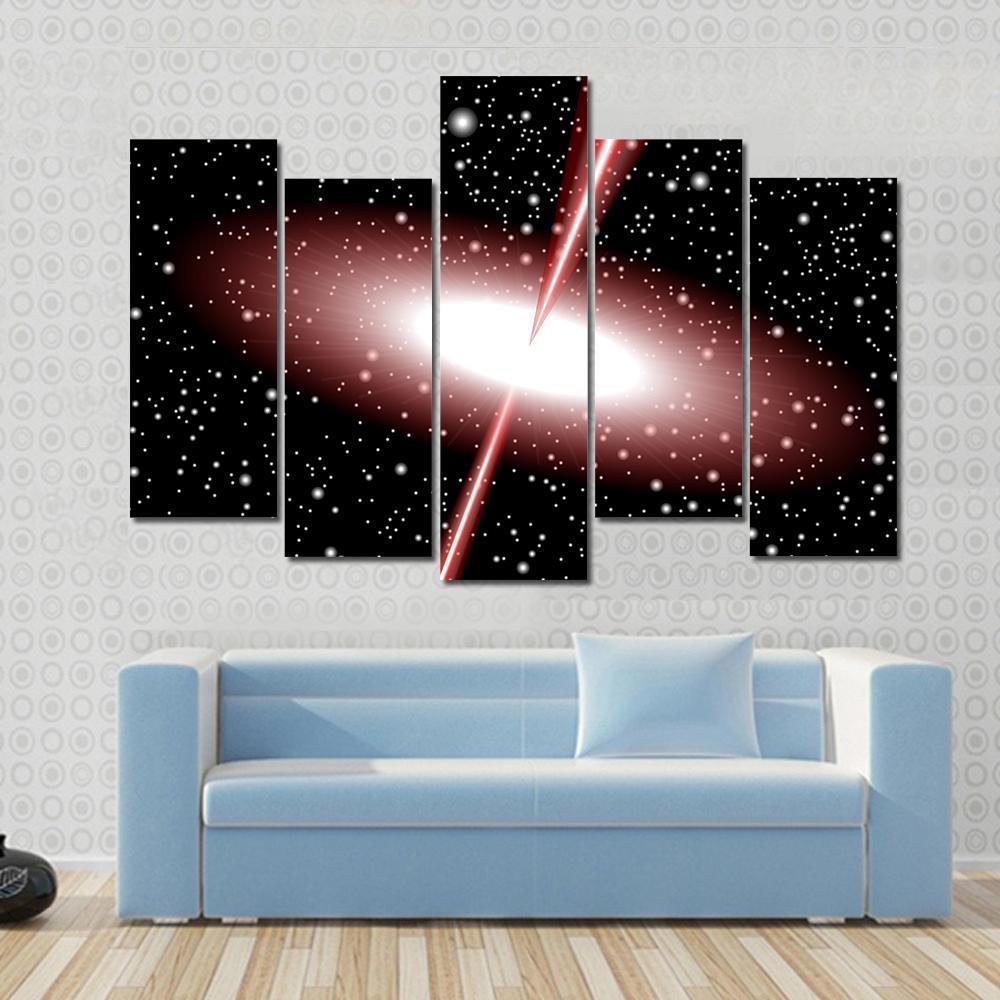 Quasar Red Vector Canvas Wall Art-5 Pop-Gallery Wrap-47" x 32"-Tiaracle