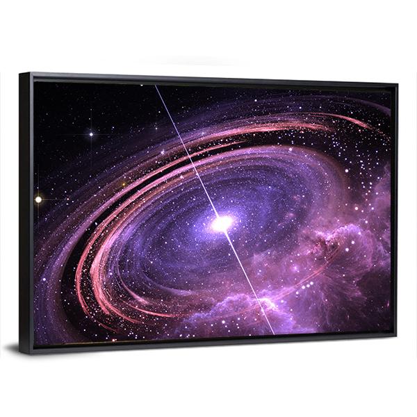 Quasar Surrounded By An Orbiting Accretion Disk Of Gas Canvas Wall Art-3 Horizontal-Gallery Wrap-25" x 16"-Tiaracle