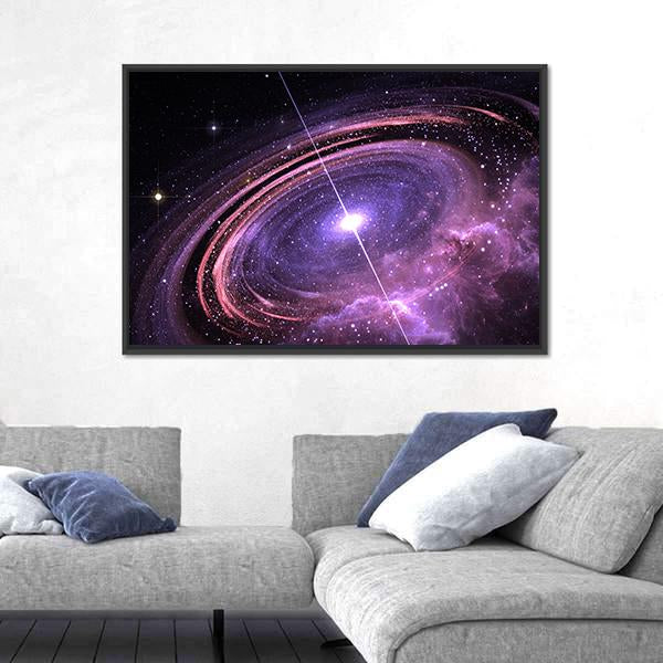 Quasar Surrounded By An Orbiting Accretion Disk Of Gas Canvas Wall Art-3 Horizontal-Gallery Wrap-25" x 16"-Tiaracle