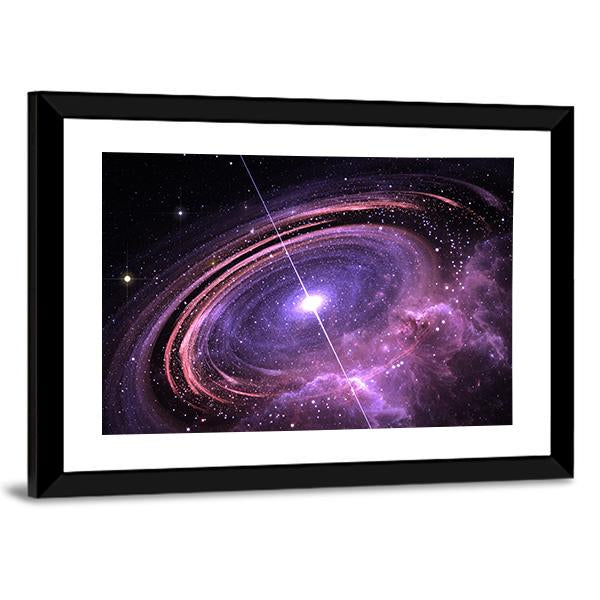 Quasar Surrounded By An Orbiting Accretion Disk Of Gas Canvas Wall Art-3 Horizontal-Gallery Wrap-25" x 16"-Tiaracle