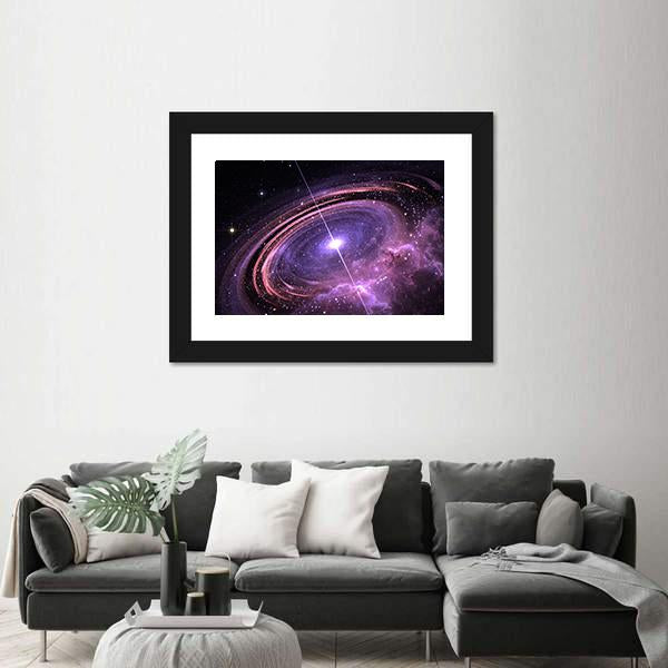 Quasar Surrounded By An Orbiting Accretion Disk Of Gas Canvas Wall Art-3 Horizontal-Gallery Wrap-25" x 16"-Tiaracle