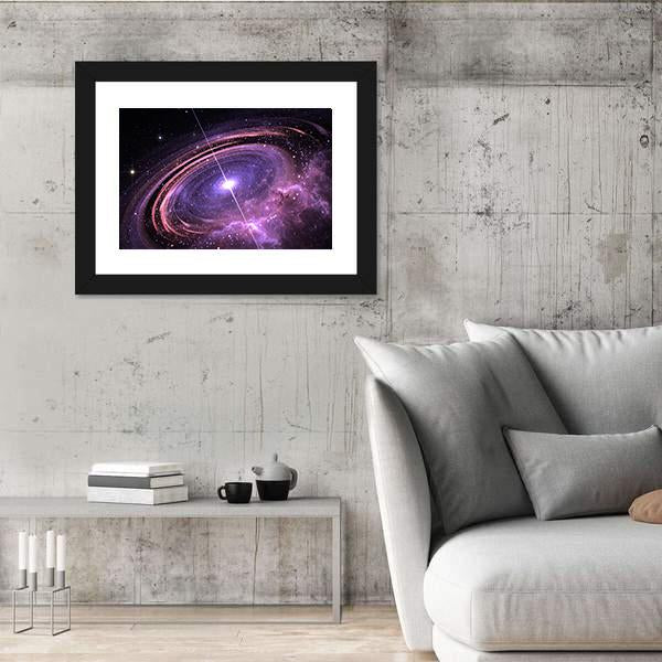 Quasar Surrounded By An Orbiting Accretion Disk Of Gas Canvas Wall Art-3 Horizontal-Gallery Wrap-25" x 16"-Tiaracle