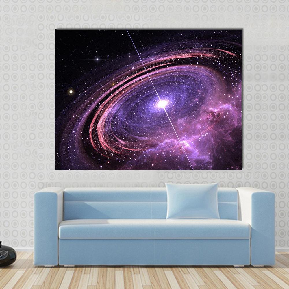 Quasar Surrounded By An Orbiting Accretion Disk Of Gas Canvas Wall Art-1 Piece-Gallery Wrap-48" x 32"-Tiaracle