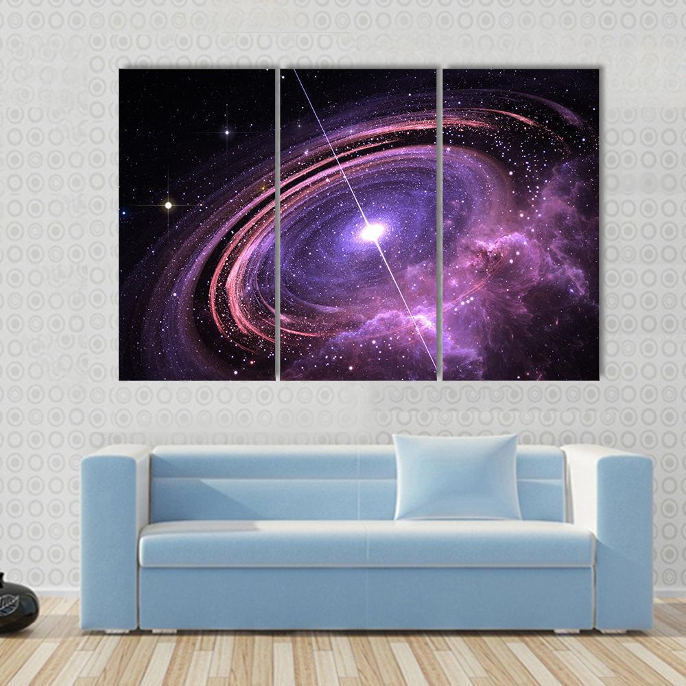 Quasar Surrounded By An Orbiting Accretion Disk Of Gas Canvas Wall Art-3 Horizontal-Gallery Wrap-37" x 24"-Tiaracle