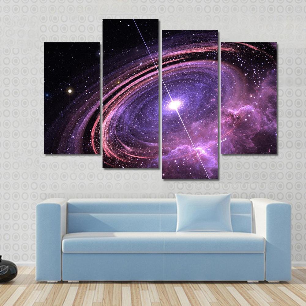 Quasar Surrounded By An Orbiting Accretion Disk Of Gas Canvas Wall Art-4 Pop-Gallery Wrap-50" x 32"-Tiaracle