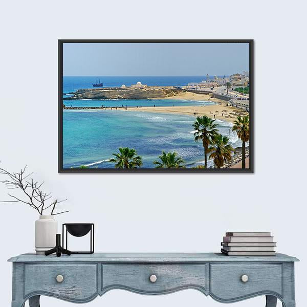 Quay In Monastir Canvas Wall Art-1 Piece-Floating Frame-24" x 16"-Tiaracle