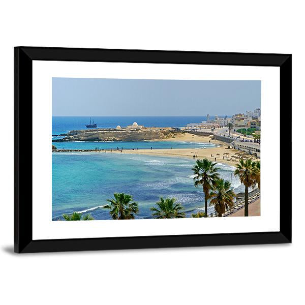Quay In Monastir Canvas Wall Art-3 Horizontal-Gallery Wrap-25" x 16"-Tiaracle