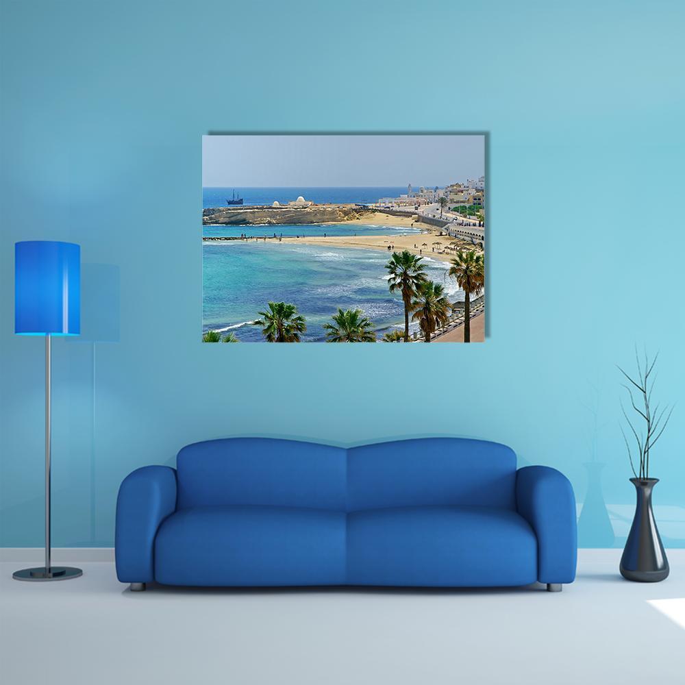 Quay In Monastir Canvas Wall Art-1 Piece-Gallery Wrap-48" x 32"-Tiaracle