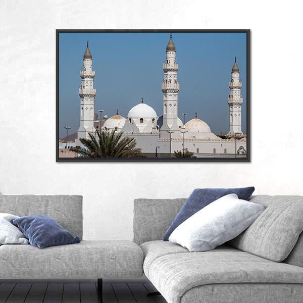 Quba Mosque In Al Medinah Canvas Wall Art-3 Horizontal-Gallery Wrap-25" x 16"-Tiaracle