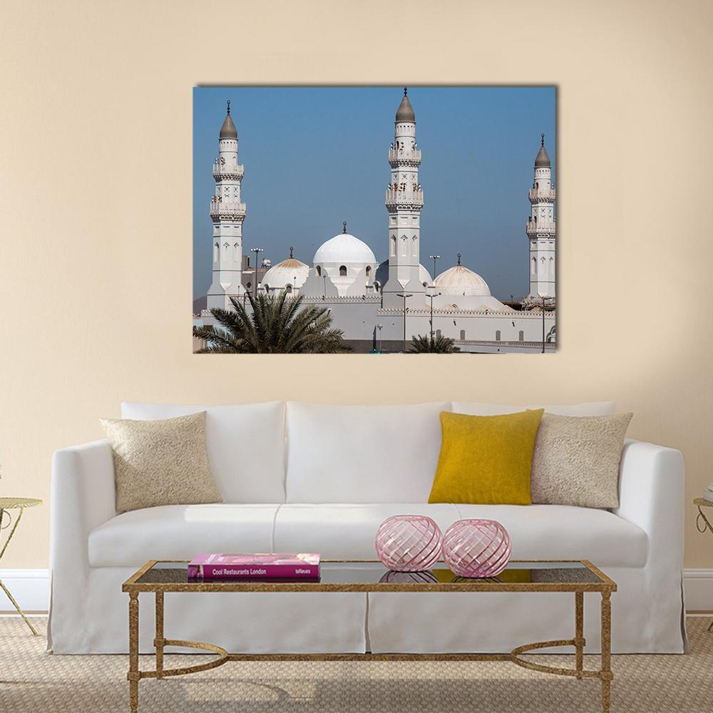 Quba Mosque In Al Medinah Canvas Wall Art-1 Piece-Gallery Wrap-48" x 32"-Tiaracle