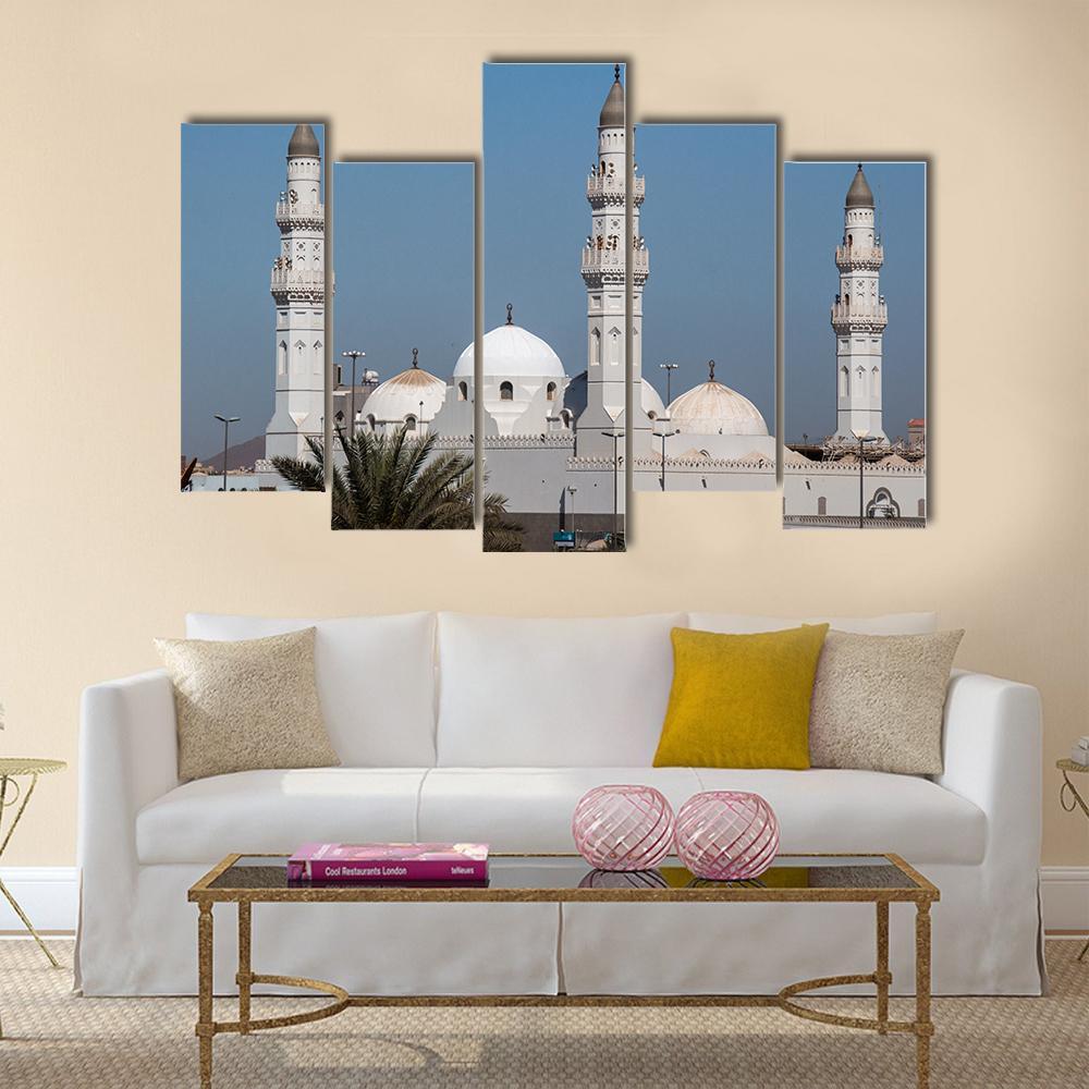 Quba Mosque In Al Medinah Canvas Wall Art-5 Pop-Gallery Wrap-47" x 32"-Tiaracle