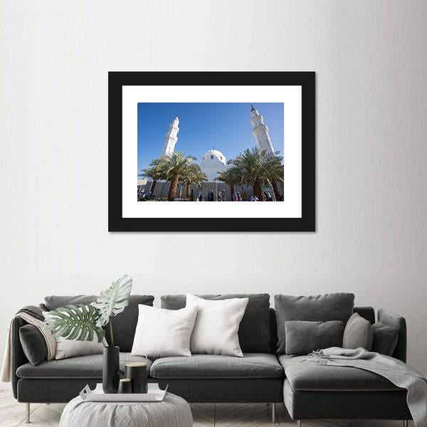 Quba Mosque Medinah Canvas Wall Art-1 Piece-Framed Print-20" x 16"-Tiaracle