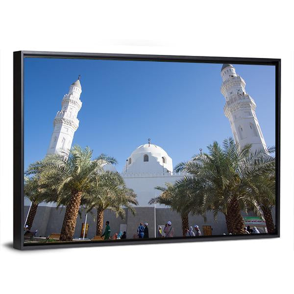 Quba Mosque Medinah Canvas Wall Art-3 Horizontal-Gallery Wrap-25" x 16"-Tiaracle