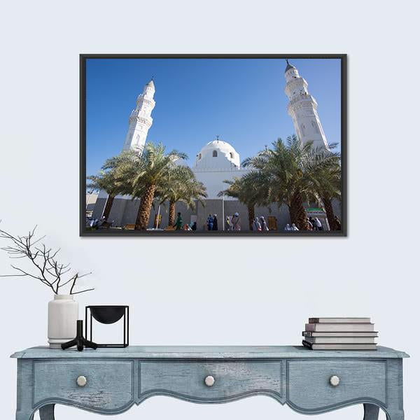 Quba Mosque Medinah Canvas Wall Art-3 Horizontal-Gallery Wrap-25" x 16"-Tiaracle