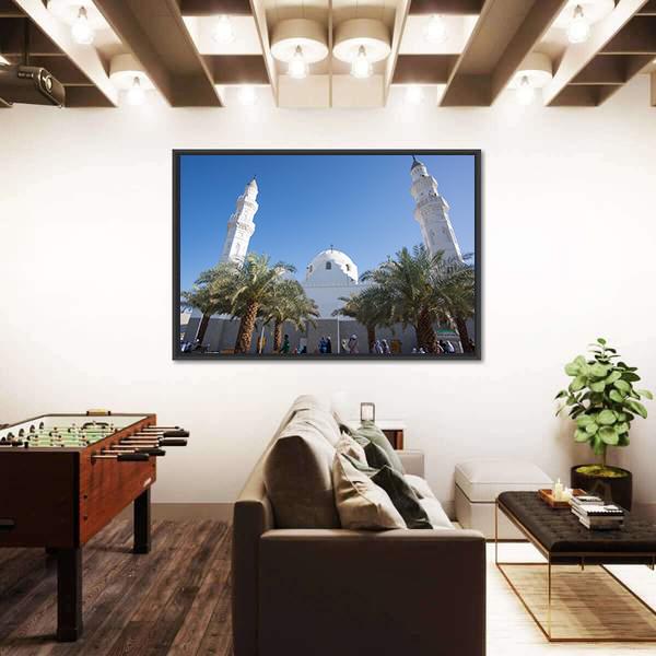 Quba Mosque Medinah Canvas Wall Art-3 Horizontal-Gallery Wrap-25" x 16"-Tiaracle