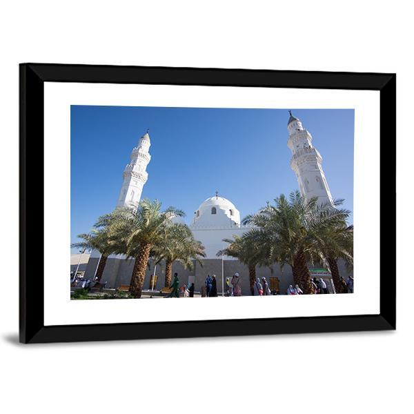 Quba Mosque Medinah Canvas Wall Art-3 Horizontal-Gallery Wrap-25" x 16"-Tiaracle