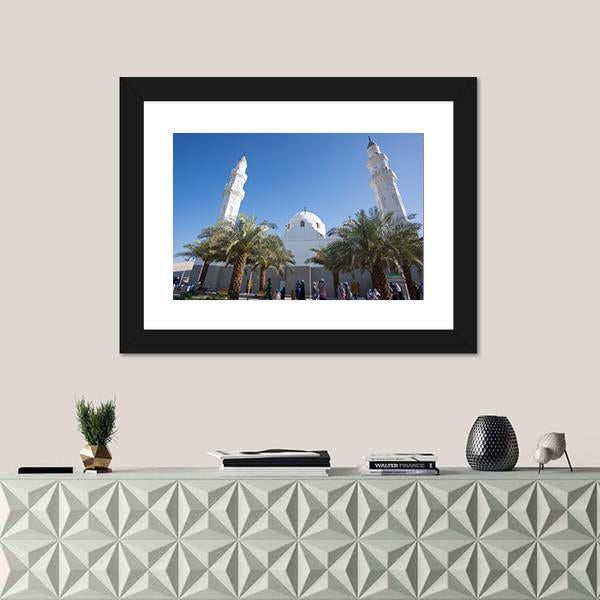 Quba Mosque Medinah Canvas Wall Art-3 Horizontal-Gallery Wrap-25" x 16"-Tiaracle